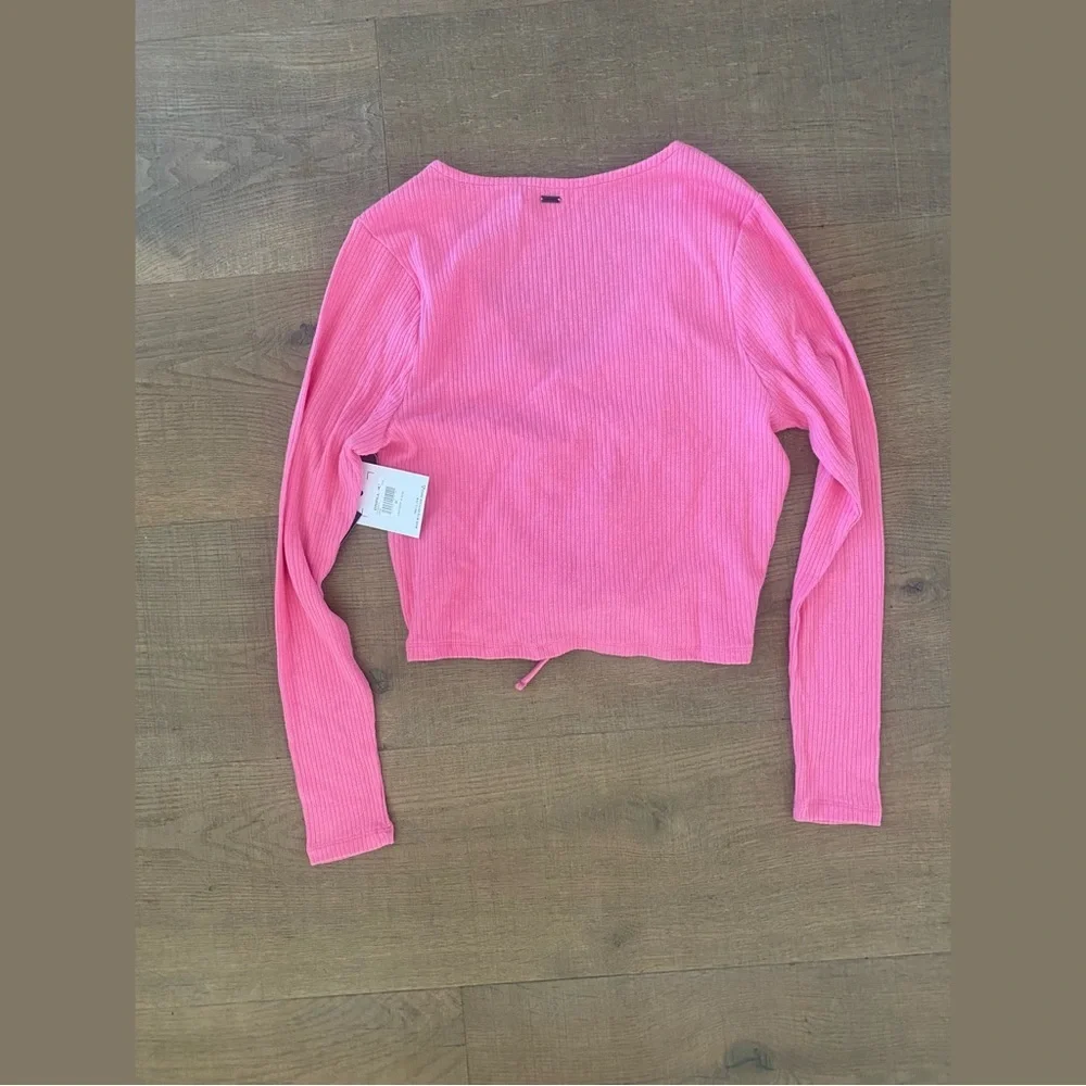 o’neill leanne ruched tie crop long sleeve new nwt top